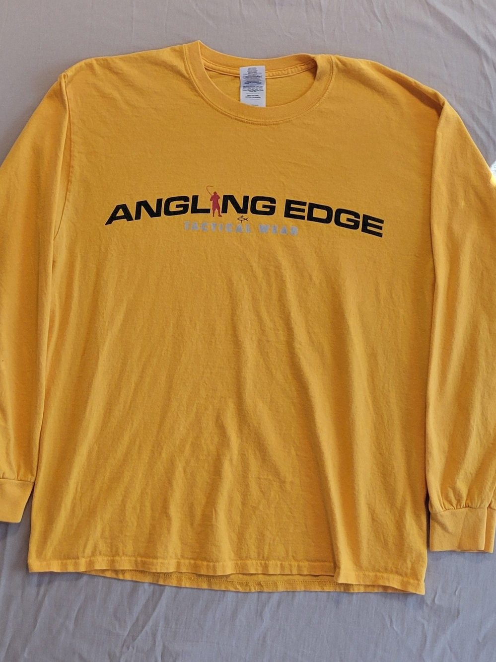 Gildan Men’s Long Sleeve Tee in Yellow with Angling Edge Logo